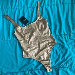 Gold Square Neck Bodysuit NWT